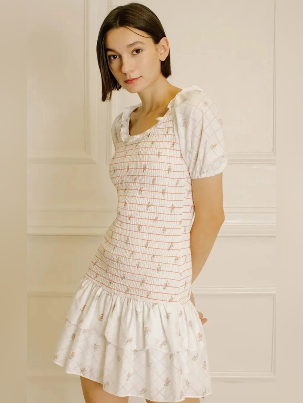 Sweet En Forme Smocked Dress